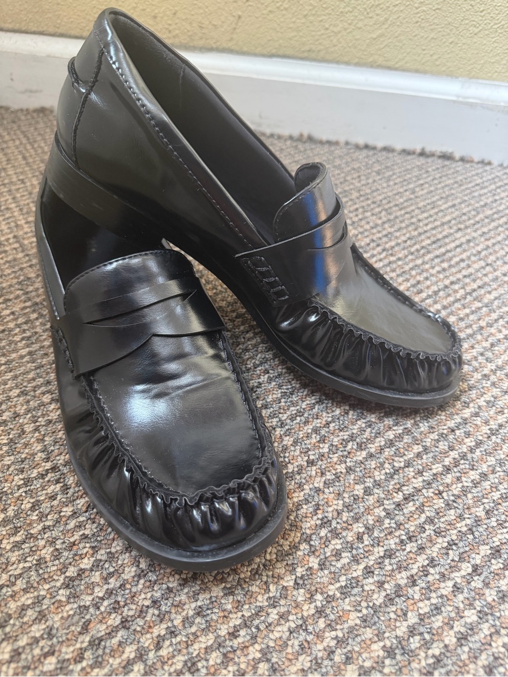 Zara Black Patent Leather Penny Loafers for Women